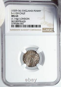 1029AD ENGLAND Great Britain UK King CNUT THE GREAT Silver Penny Coin NGC i87723