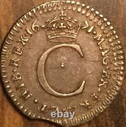 1671 Uk GB Great Britain Maundy Silver Penny Coin