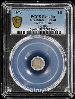 1673 Charles II Great Britain Maundy Silver Penny 1D PCGS XF Detail S-3390