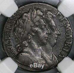 1694 NGC VF Det William Mary Farthing 1/4 Penny Great Britain Coin (19081705C)