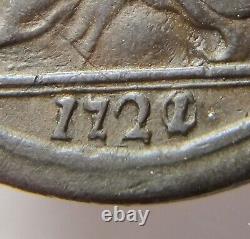 1721/0 Great Britain 1/2 Half Penny Early Die State Strong Overdate Mint Error3G