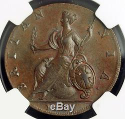 1729, Great Britain, George II. Stunning Copper ½ Penny Coin. Pop 1/8. NGC MS62