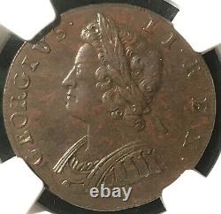 1732 Great Britain Half Penny ==AU-58 Brown NGC==Cat. $380-$840==FREE SHIPPING