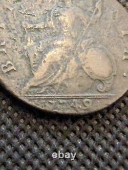 1749 Great Britain Half (1/2) Penny England Very Fine Condition-date Error- 7749