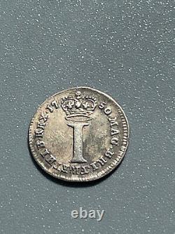1750 GREAT BRITAIN UK British King GEORGE II Silver 1 Penny Coin XF