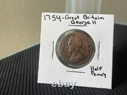 1754 Farthing Great Britain George II OVER 200 Plus Years Old! In AU Conditio