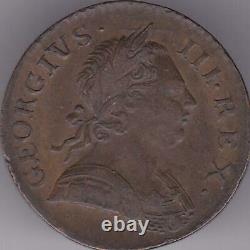1771 GREAT BRITAIN GEORGE III HALFPENNY US COLONIAL COIN COPPER 1/2 Penny