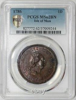 1786 1c Great Britain Isle of Man Penny PCGS SECURE SHIELD MS 62 BN