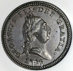 1786 NGC AU 53 Isle of Man Penny George III Great Britain Coin (20042301C)
