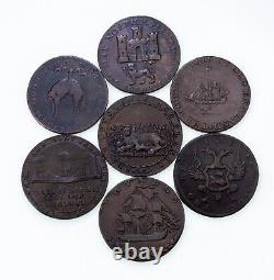 1792-1797 Great Britain 1/2 Penny Conder Tokens Lot of 7