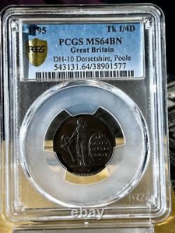 1795 Great Britain DH-10 Dorsetshire, Poole 1/4 Penny Condor Token PCGS MS64 BN