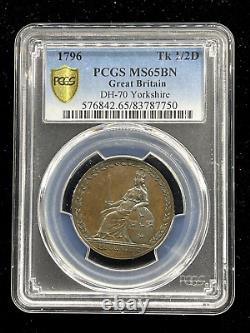 1796 Great Britain DH-70 Yorkshire 1/2 Penny Conder Token PCGS MS 65 BN (SCARCE)