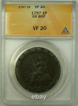 1797 Great Britain 1 Penny Coin King George III ANACS VF 20