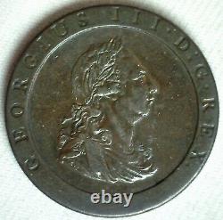 1797 Great Britain Copper Penny 1c Thick UK Coin Circulated You Grade Large