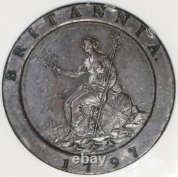 1797 NGC AU 50 George III 2 Pence Cartwheel Soho Great Britain Coin (19012905C)