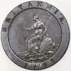 1797 NGC AU 50 George III 2 Pence Cartwheel Soho Great Britain Coin (19012905C)