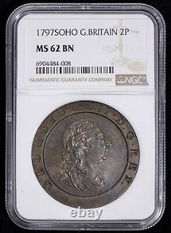 1797 SOHO Great Britain Cartwheel 2 Pence NGC MS 62 BN