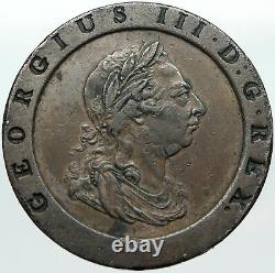 1797 UK Great Britain United Kingdom KING GEORGE III Genuine Penny Coin i88420