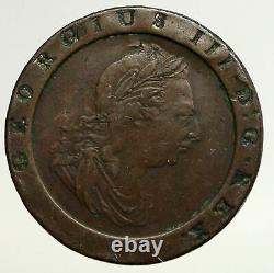 1797 UK Great Britain United Kingdom KING GEORGE III Genuine Penny Coin i93514