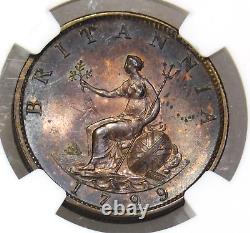 1799 GREAT BRITAIN 1/2 PENNY GEORGE III NGC MS63BN PQ Just Graded #E157