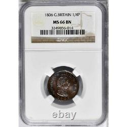 1806 Great Britain Farthing, NGC MS 66, Superb 1/4 Penny