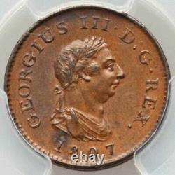 1807 Copper Coin From Great Britain Farthing King George III Laureate Bust MS62