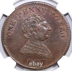 1811 1c Great Britain W-133 Bilston-Royal Exchange Penny NGC MS 61 Clashed Dies