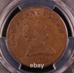 1811 Great Britain Royal Exchange Bilston One Penny Token -PCGS AU58 Top POP