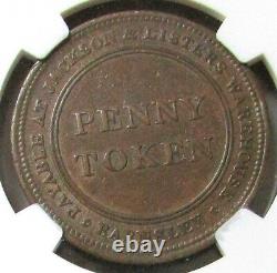 (1812) Great Britain 1 Penny Barnsley Jackson & Lister Merchant Ngc Au 53 Brown
