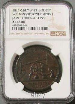 1814 Great Britain Penny Withymoor Scythe Works Ames Griffin & Sons Ngc Xf 45 Bn