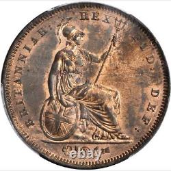 1825 Great Britain 1 Penny, PCGS MS 62 RB, Very Rare in Red/Brown