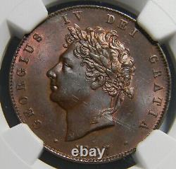 1827 GREAT BRITAIN 1/2 Penny, London Mint George IV NGC MS-65 Brown TOP POP