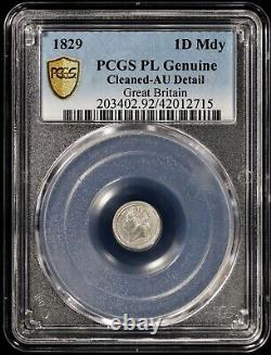 1829 George IIII Great Britain Silver Maundy Penny 1D PCGS AU Detail Proof Like