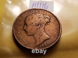 1838 Great Britain Half Penny Coin IDm116