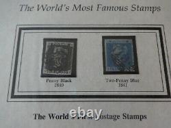 1840 1d PENNY BLACK + 1841 2d PENNY BLUE STAMPS FOLDER COA WORLDS MOST FAMOUS