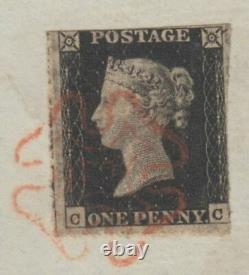 1840 1d Penny Black Maltese cross & Axminster CDS Victorian line engraved
