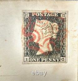 1840 1d Penny Black on Cover Dated 13th May 1840