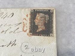1840 GB Penny Black Plate 2 on Cover 4.7.1840 Maltese cross