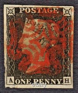 1840 GB QV 1d Penny Intense Black SG1 Plate 1B Red MX (AH) in 3d Floating stand