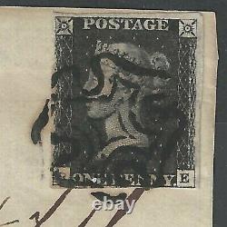 1840 GB QV QUEEN VICTORIA 1d PENNY BLACK STAMP PLATE 5'RE' USED 4 MARGINS