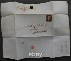 1840 Great Britain Folded Cover ties 1d Penny Black with red Maltese Cross cds