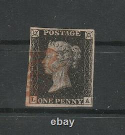 1840 Great Britain Used Penny Black 4 good Margins CERTIFICATE G. Chiavarello