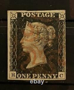 1840 Penny Black 1d Black Red MX Plate 7, 4 Margins Lettering RC