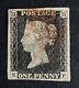 1840 Penny Black''kf'' Red Mx Lovely 4 Large Margined Stamp