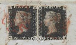 1840 Penny Black Pair (gg&gh) On Large Piece (part Cover) Swansea Au 16th 1840