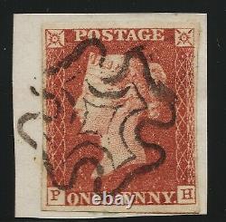 1840 Penny Red Spec AS47 Black Plate 8 (PH) State 1 Fine Used 4 Margins