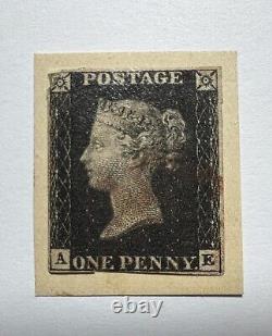 1840 Stamp Great Britain Queen Victoria 1 Penny Black Lot Of 2 Used
