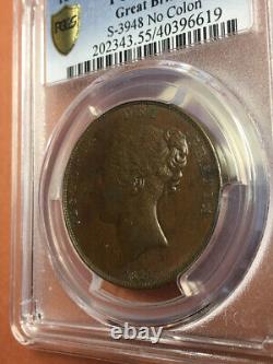 1841 Great BRITAIN 1 D UK Bronze PCGS AU55