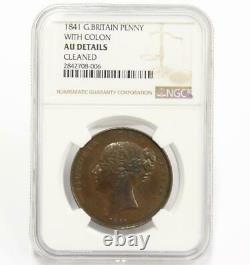 1841 Great Britain one penny coin AU DDO without colon NGC attribution error