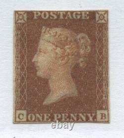 1841 Penny Red CB on lovely lavender paper (Ivory Head on rev) unused 4 margins